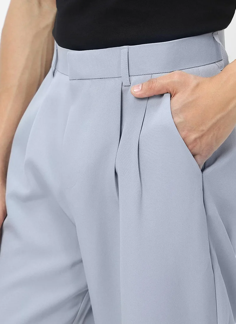 Urbano Fashion  Urbano Fashion Men's Light Blue Loose Baggy Fit Solid Korean Pants Stretchable for Men | Best Price UAE